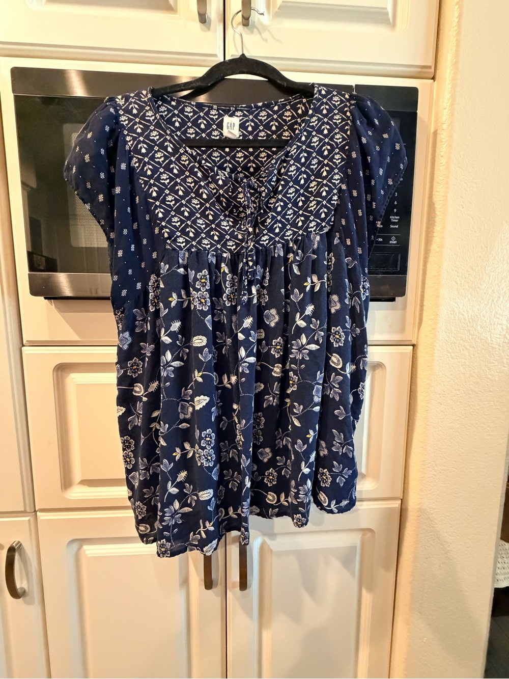 GAP Navy Blue Floral Mix-Print Blouse